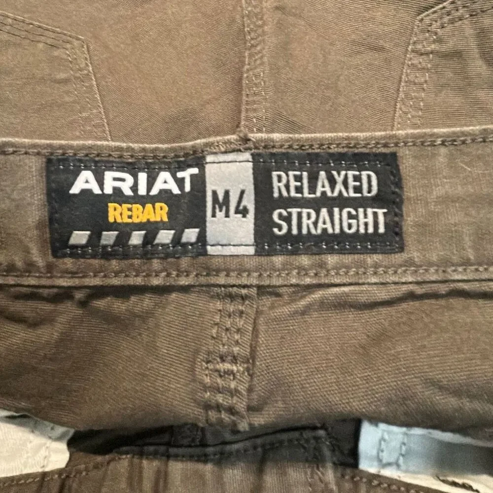 Ariat M4 Rebar Denim Jeans Relaxed Straight Leg Mens Sz 33x32 Brown